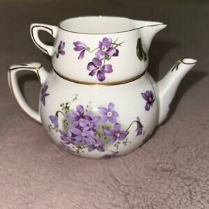Hammersley Victorian Violets from England’s Countryside Stacking Teapot/Creamer